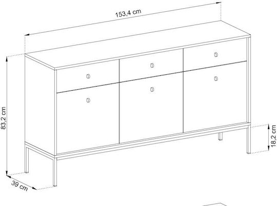 Bufet Mono cu Sertare Albastru + auriu 153.4x39x83.2cm