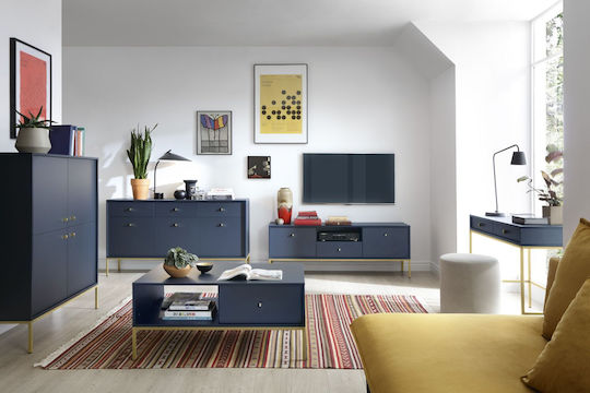 Bufet Mono cu Sertare Albastru + auriu 153.4x39x83.2cm