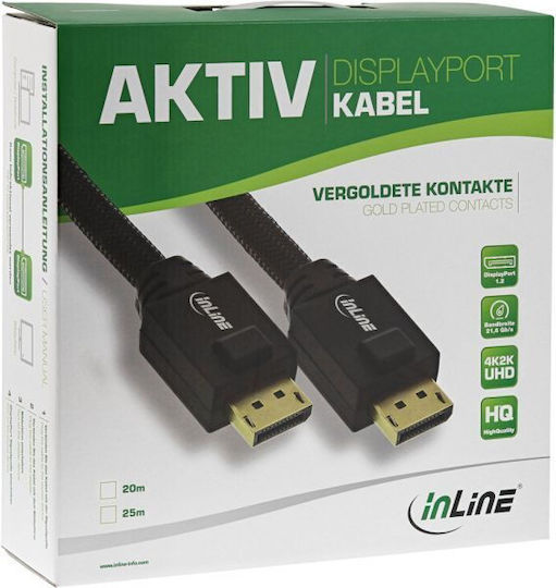 Inline DisplayPort to DisplayPort Cable 25m Black 17125a