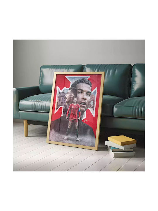 Poster Cristiano Ronaldo Sc046 30cm X 40cm Λευκό Ξύλινο Κάδρο