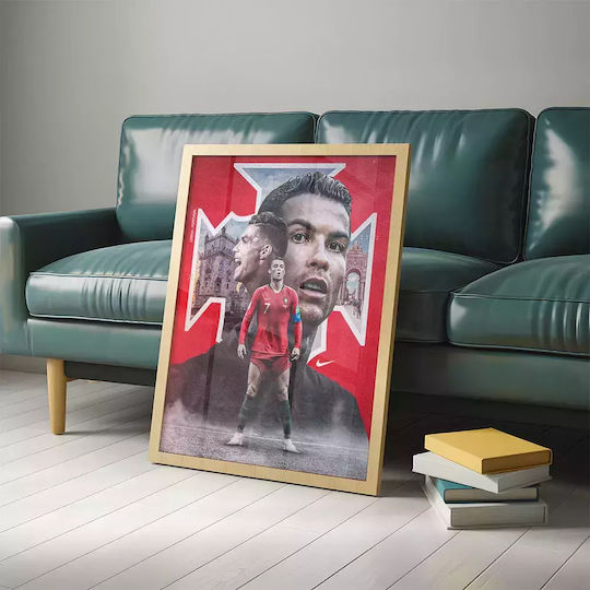 Cristiano Ronaldo Poster Sc046 30cm x 40cm Weißer Holzrahmen