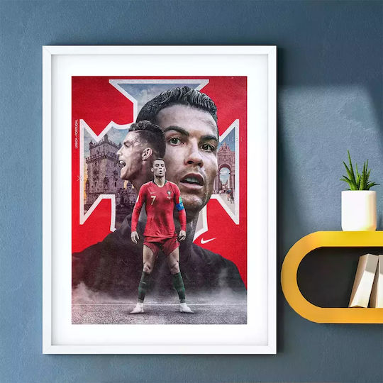 Cristiano Ronaldo Poster Sc046 30cm x 40cm Weißer Holzrahmen