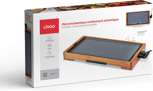 Livoo Teppanyaki Grilling Plate with Adjustable Thermostat 2200W and Ceramic Coating 50x24.5cm.