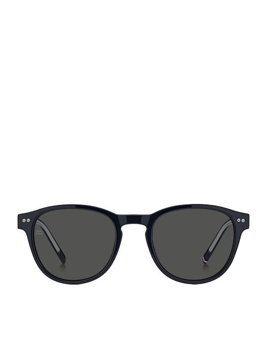 Tommy Hilfiger Men's Sunglasses with Navy Blue Horn-Rimmed Frame and Grey Lenses