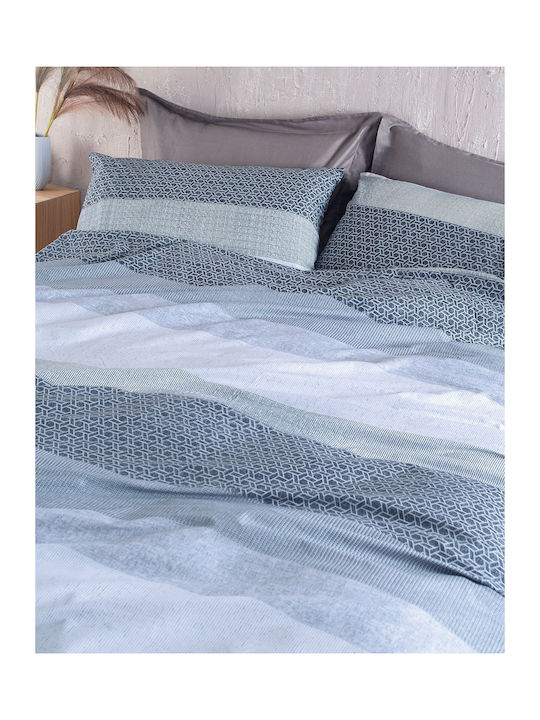 Rythmos Bettwäsche-Set King Size 260x280cm. Robin Blue 4Stück
