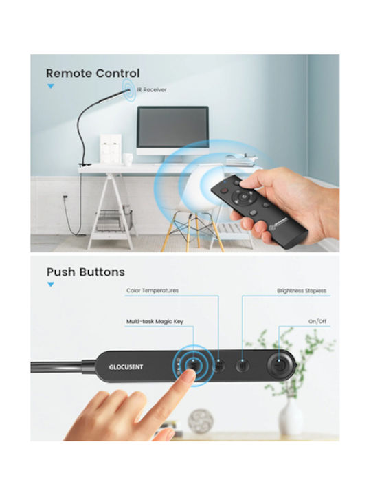 Glocusent Glocusent LED Office Lamp with Flexible Arm and Clip in Black Color