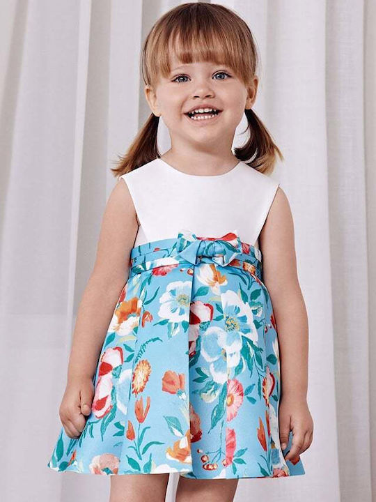 Kinderkleid Ärmellos Satin Blue