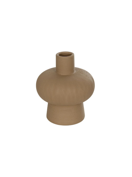 GloboStar Διακοσμητικό Βάζο Κεραμικό Artificial Garden Corneol Καφέ Φ17xΥ20cm