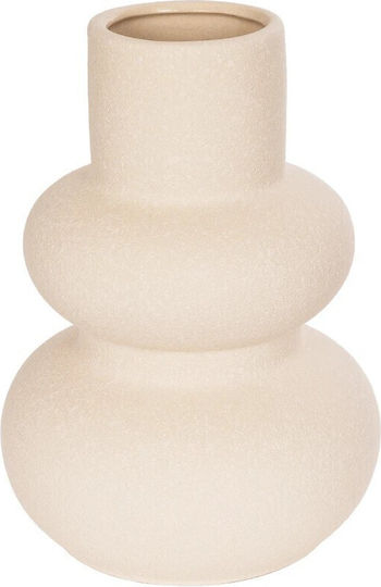 GloboStar Βάζο Κεραμικό Artificial Garden Quartz Μπεζ Φ15xΥ20cm