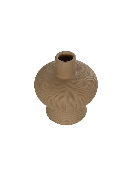 GloboStar Διακοσμητικό Βάζο Κεραμικό Artificial Garden Corneol Καφέ Φ17xΥ20cm