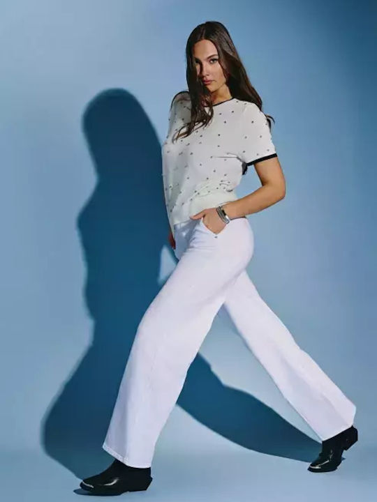 High Waist Women's Jean Trousers White