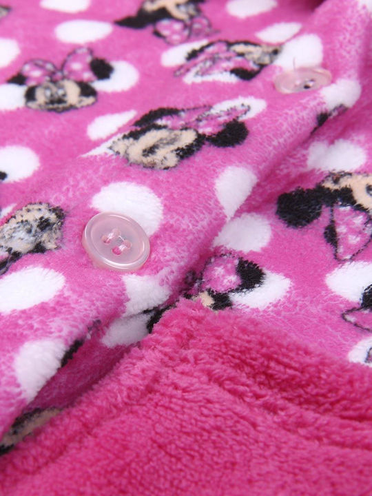 Arnetta Kinder Bademantel Winterlich Fleece Fuchsia