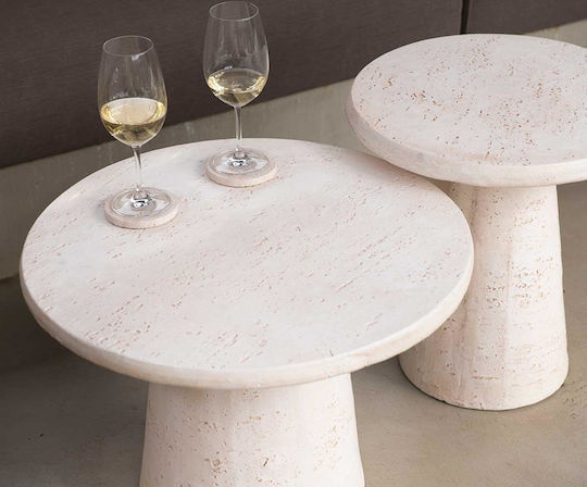 Auxiliary Outdoor Table with Ceramic Surface and Concrete Frame Beige 60x60xcm