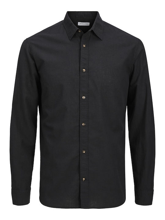Long-sleeved Linen Shirt Black