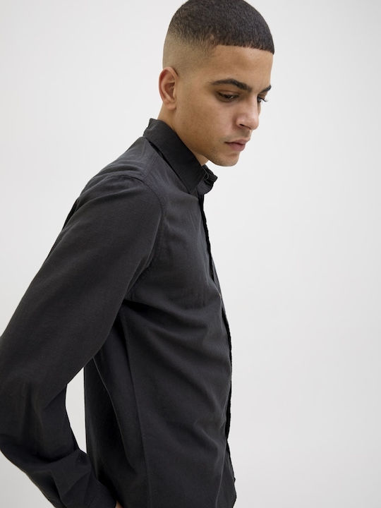 Long-sleeved Linen Shirt Black
