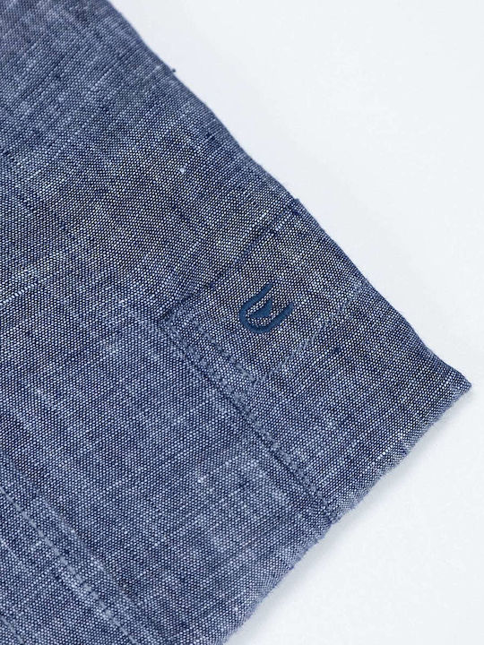 100% Long-sleeved Linen Shirt Blue