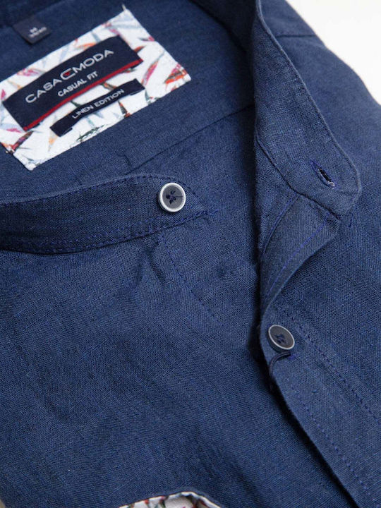 100% Langärmlig Leinen Hemd Dark Blue