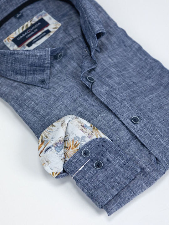 100% Long-sleeved Linen Shirt Blue