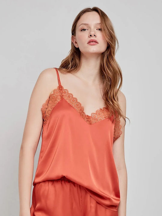 Gisela Winter Women's Pyjama Top Terracotta