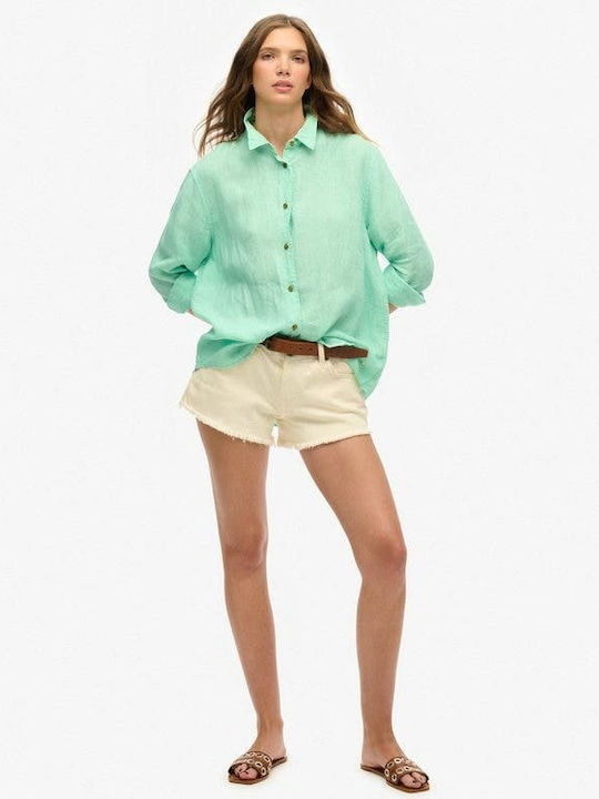 Casual Mânecă lungă Femei In Cămașă Turquoise