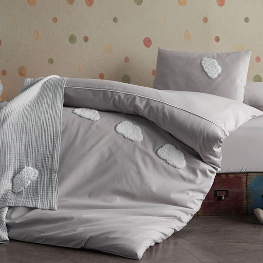 Class Home Collection Set Copertă de Pătuț cu Față de Pernă Cloud Grey 120x150cm.