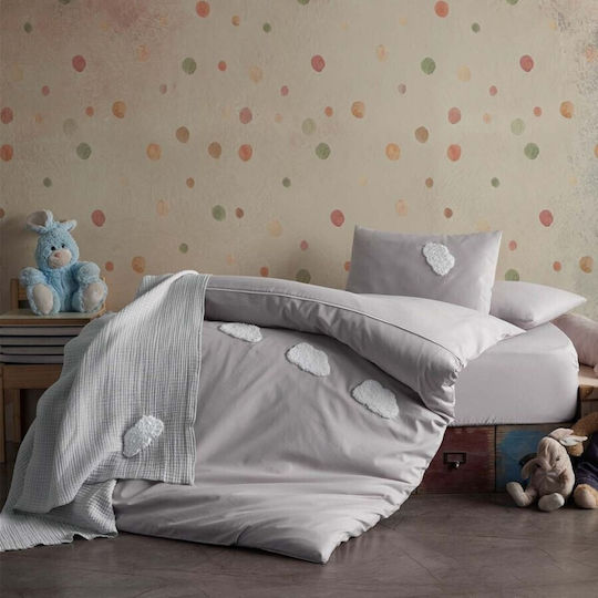 Class Home Collection Set Copertă de Pătuț cu Față de Pernă Cloud Grey 120x150cm.