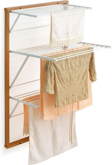 Folding Wooden Wall Clothes Drying Rack with 15m Hanging Length