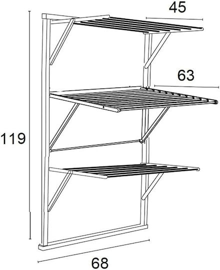 Folding Wooden Wall Clothes Drying Rack with 15m Hanging Length