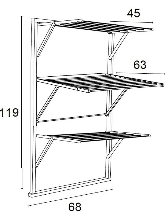 GreenTech Folding Wall Clothes Drying Rack for Balcony Made of Aluminum with 15m Hanging Length