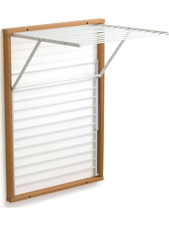 Folding Wall Clothes Drying Rack Wooden with Hanging Length 13m