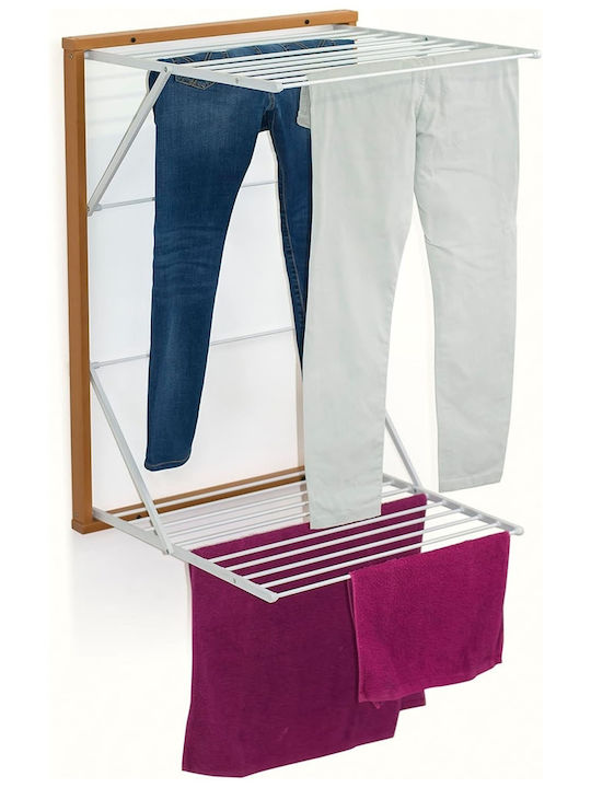 Folding Wall Clothes Drying Rack Wooden with Hanging Length 13m