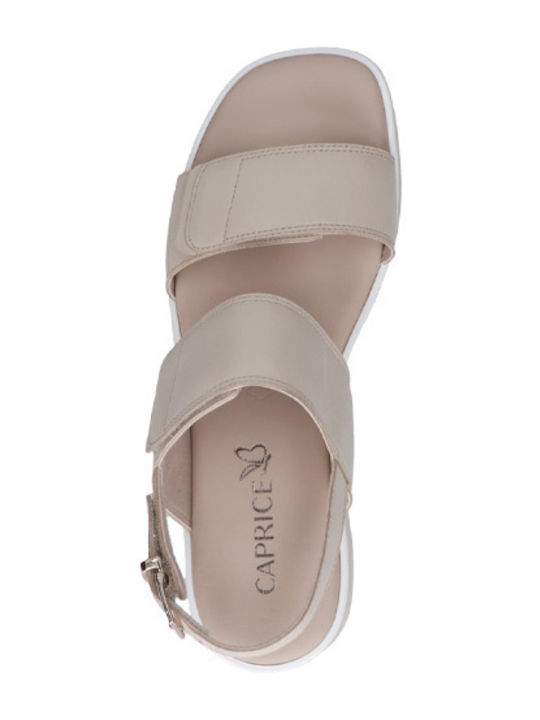 Women's Leather Platform Shoes Beige