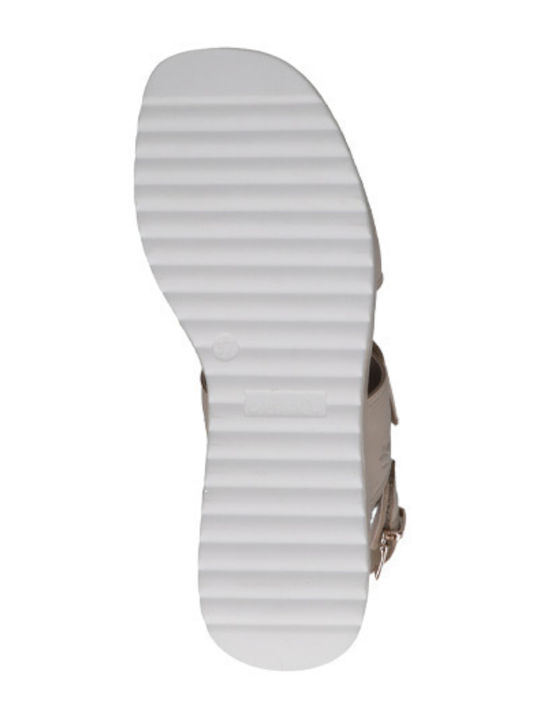 Women's Leather Platform Shoes Beige