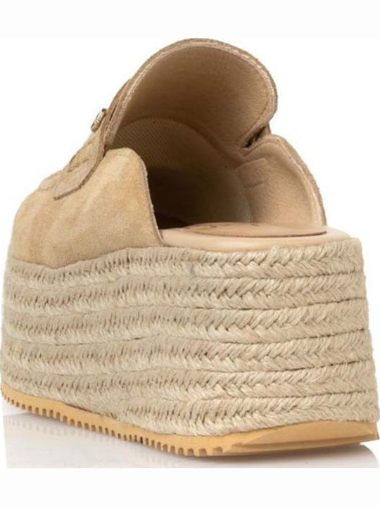 Damenplattformen Beige