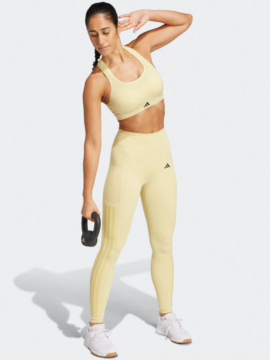 Optime 3-stripes Full-length Training Γυναικείο Κολάν Κίτρινο