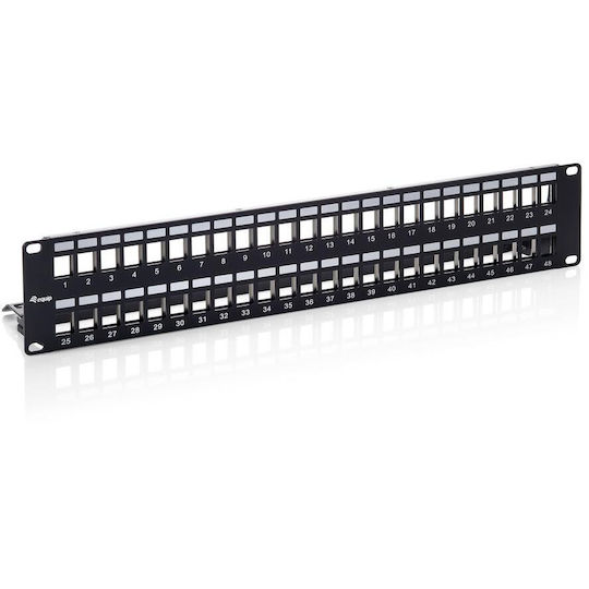 Equip Panou Patch Keystone pentru Rack 1U 19" 48 Porturi cat6a Negru