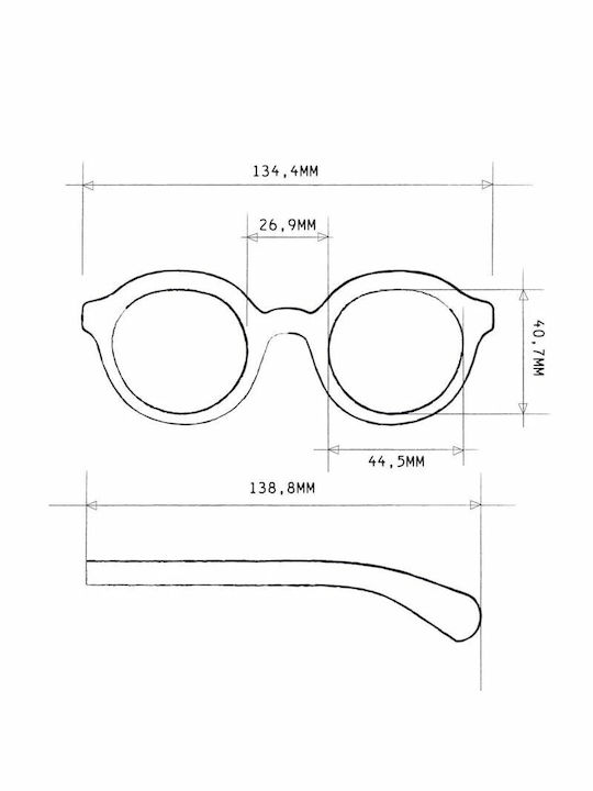 Okkia Lauro Unisex Sunglasses with Brown Tartaruga Plastic Frame and Gray Lens