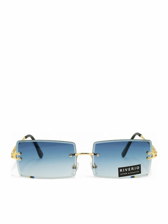 Riverio Unisex Γυαλιά Ηλίου με Χρυσό Μεταλλικό Σκελετό και Μπλε Ντεγκραντέ Φακό RV42341