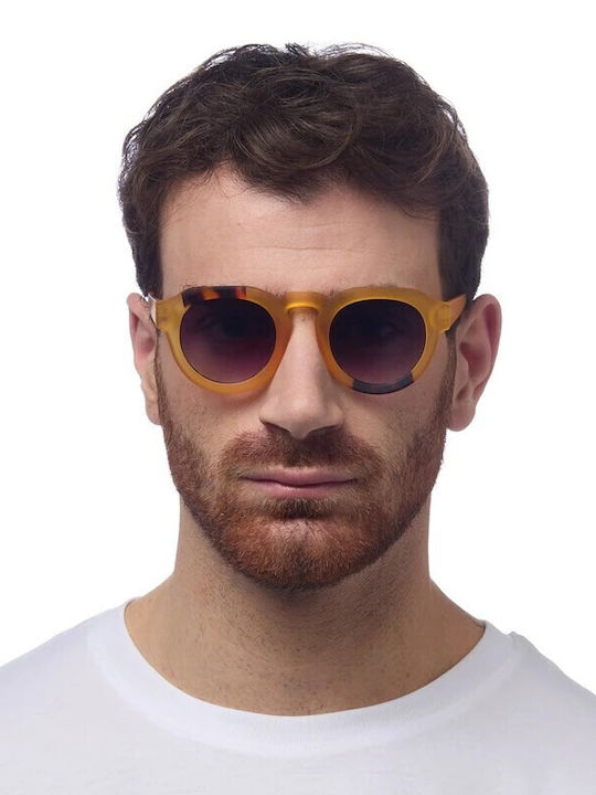 Okkia Zeno Unisex Sunglasses with Brown Tartaruga Plastic Frame and Gray Lens