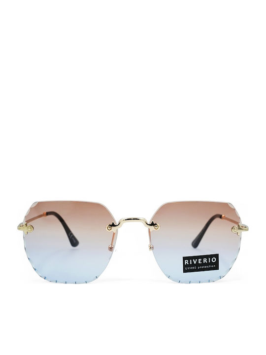 Riverio Unisex Γυαλιά Ηλίου με Χρυσό Μεταλλικό Σκελετό και Γκρι Ντεγκραντέ Φακό RV42412