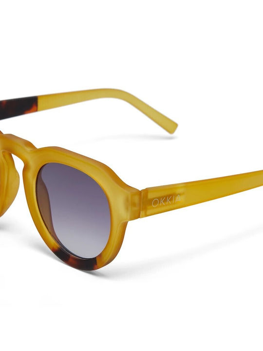 Okkia Zeno Unisex Sunglasses with Brown Tartaruga Plastic Frame and Gray Lens
