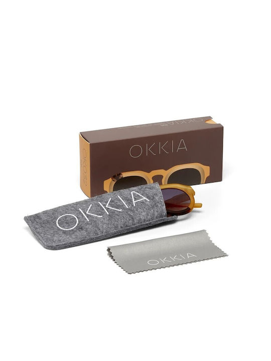 Okkia Zeno Unisex Sunglasses with Brown Tartaruga Plastic Frame and Gray Lens