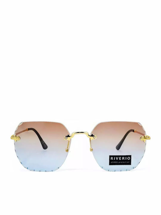 Riverio Unisex Γυαλιά Ηλίου με Χρυσό Μεταλλικό Σκελετό και Γκρι Ντεγκραντέ Φακό RV42412