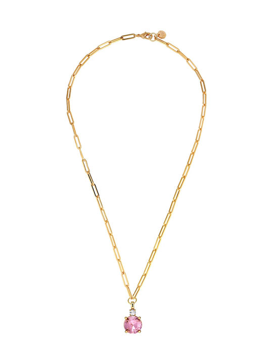 Dyrberg/Kern Necklace with Pink Gold Plated Steel with Stones