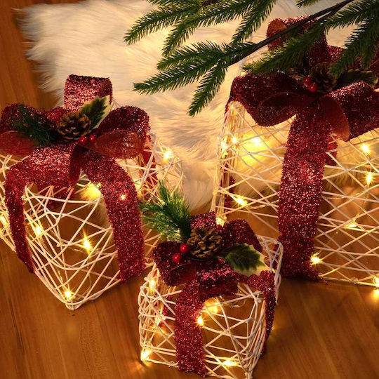 Bakaji Bakaji Set of 3 Lighted Christmas Gift Boxes Indoor Outdoor Decoration
