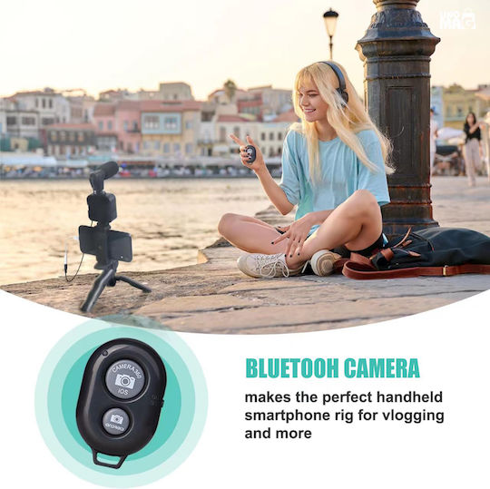 Kit de Vlogging Profesional Linomag pentru Youtube Tiktok Filmare Video Telecomandă Bluetooth Trepied cu Mâner Pistol Pliabil Lumină LED Microfon Compatibil Cameră Smartphone