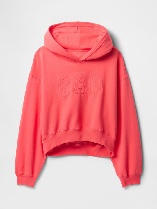 Cropped Women's Sweatshirt Hooded Fresh Coral