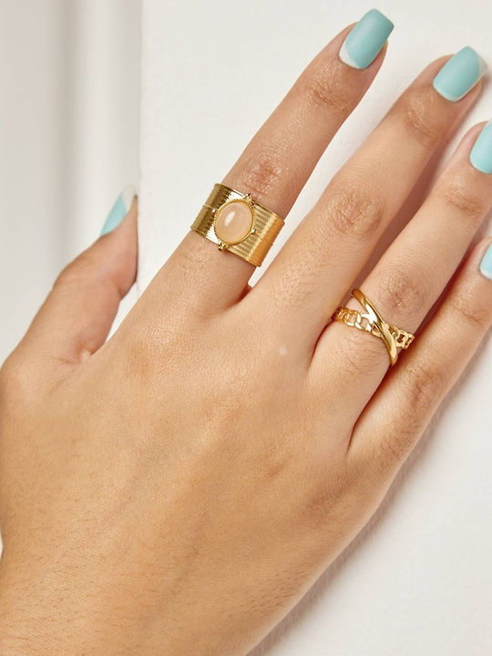 Celestria Damen Ring aus Stahl Vergoldet