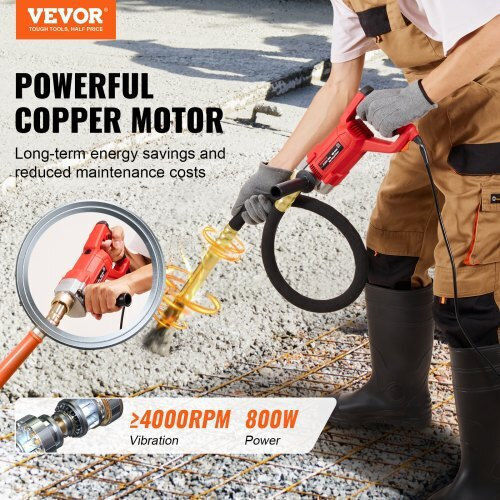 Vevor Betonrüttler Elektrisch mit einer Geschwindigkeit von 4000Umdrehungen pro Minute 800W