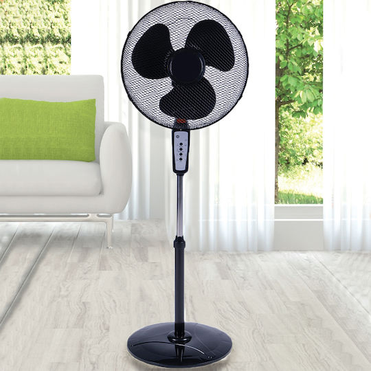 Bakaji Ανεμιστήρας Ορθοστάτης 50W Διαμέτρου 40cm με Τηλεχειριστήριο Μαύρος